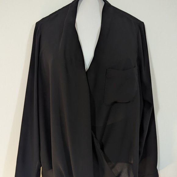 Top Shop Black Wrapover Blouse with Collar s: 12/L - Picture 9 of 13